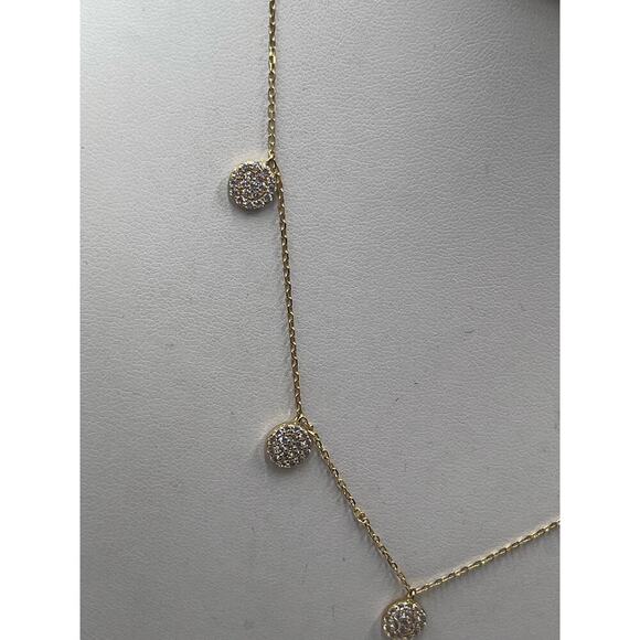 Cubic Zirconia Sterling Silver Vermeil Cluster Disc Dangle Statement Necklace - Picture 2 of 15